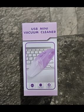 USB Mini Vacuum Cleaner - Purple/White BNIB